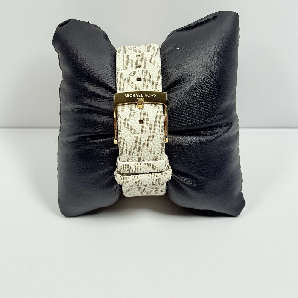 Michael Kors Lexington MK4745 Yellow Tone White Dial White Fabric Women’s Watch - Picture 2 of 4